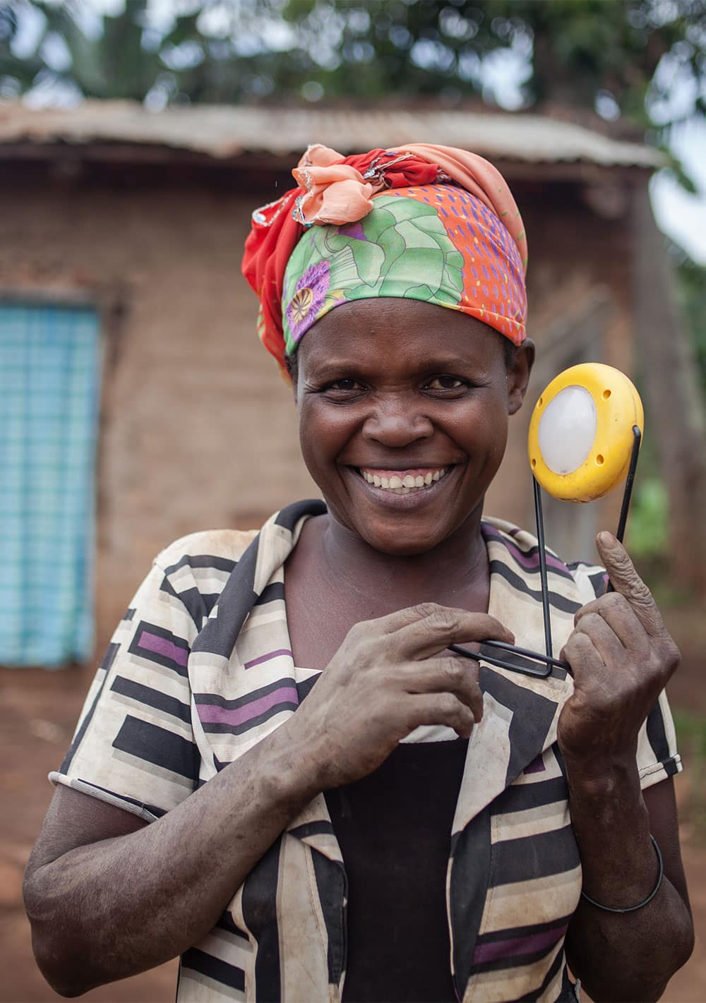 woman with solar light